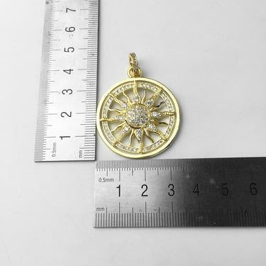 Silver & Zirconia Golden Sun Pendant Necklace